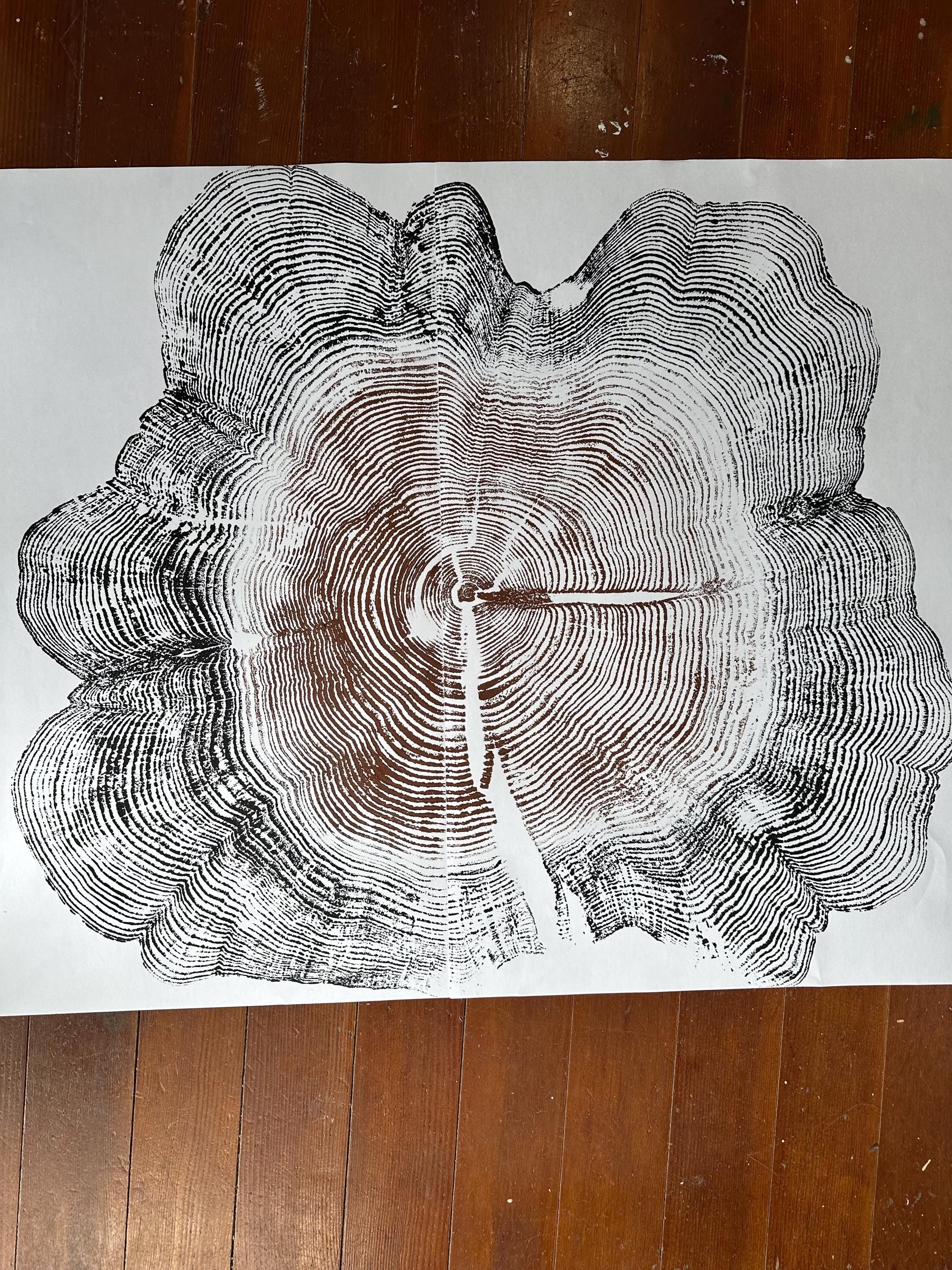 Handmade Big Red Cedar Tree Print 2-18x24s Reds