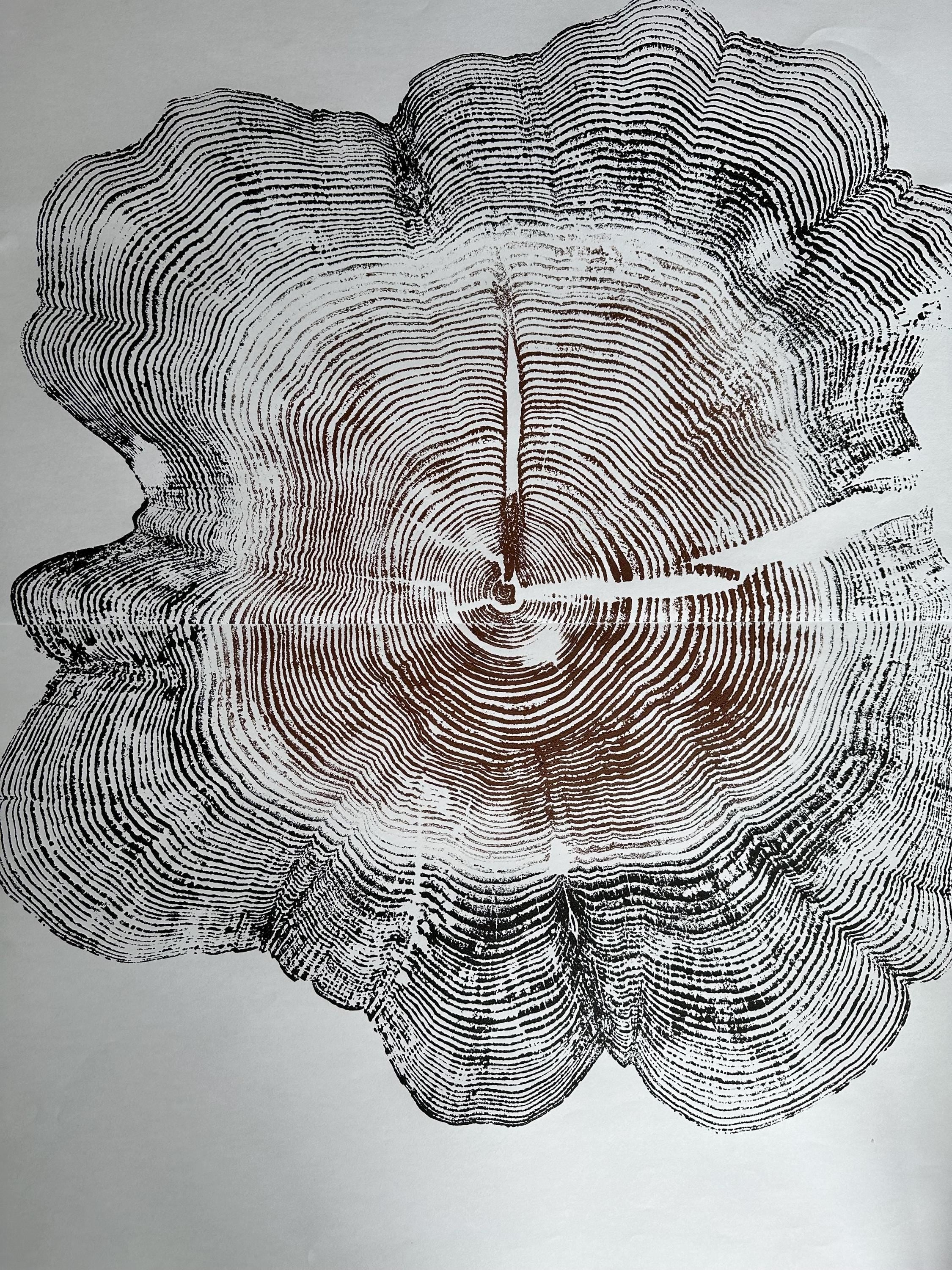 Handmade Big Red Cedar Tree Print 2-18x24s Reds