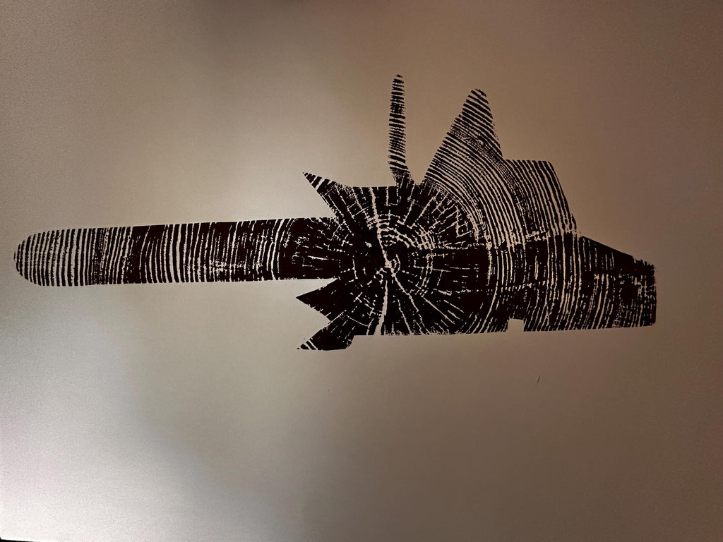 Handmade Ponderosa Pine Chainsaw Outline Tree Print 18x24