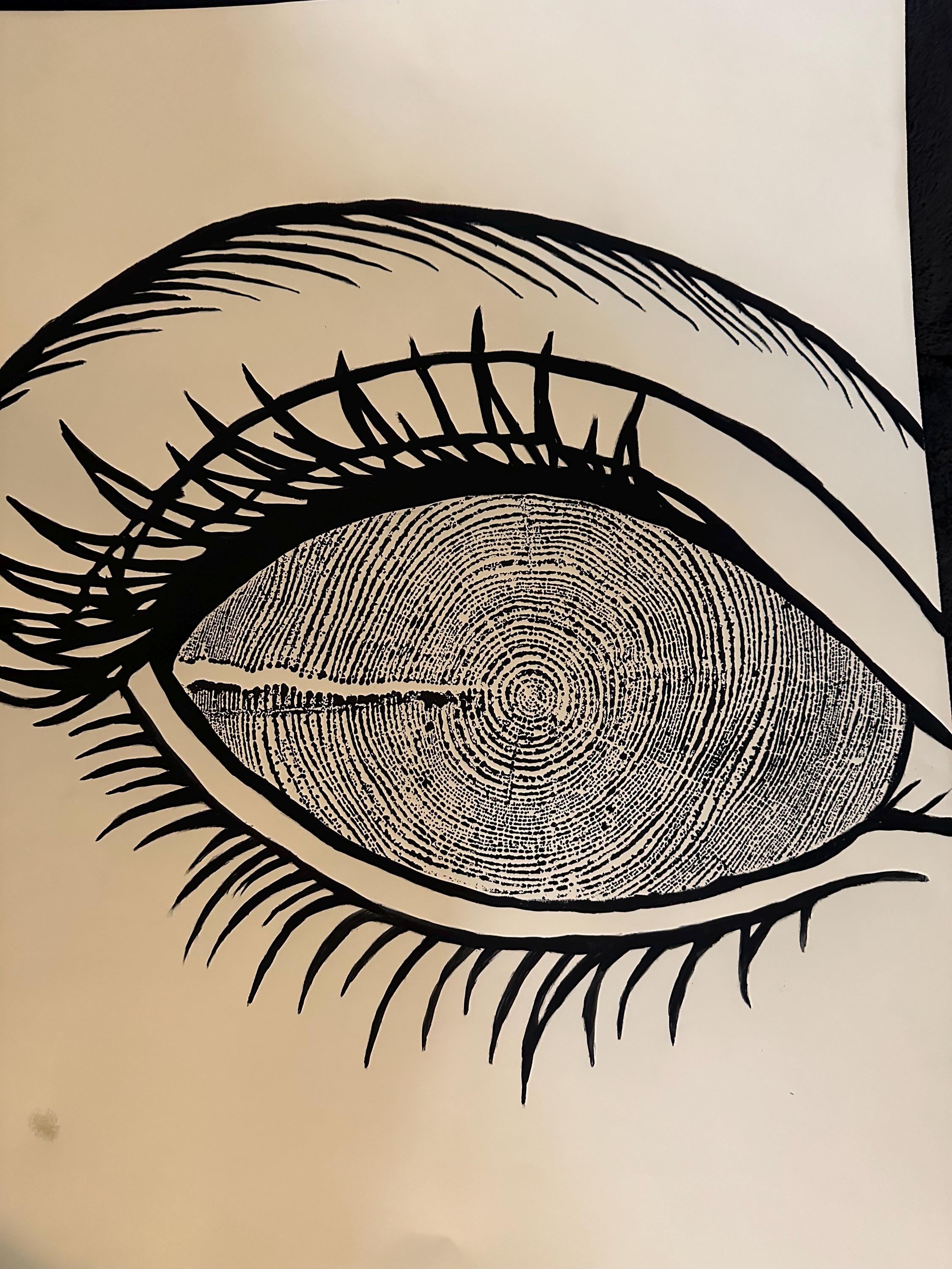 Redwood Tree Ring Eye-Ball Print 18x24 (Original Handmade)