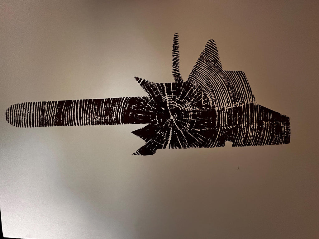 Handmade Ponderosa Pine Chainsaw Outline Tree Print 18x24