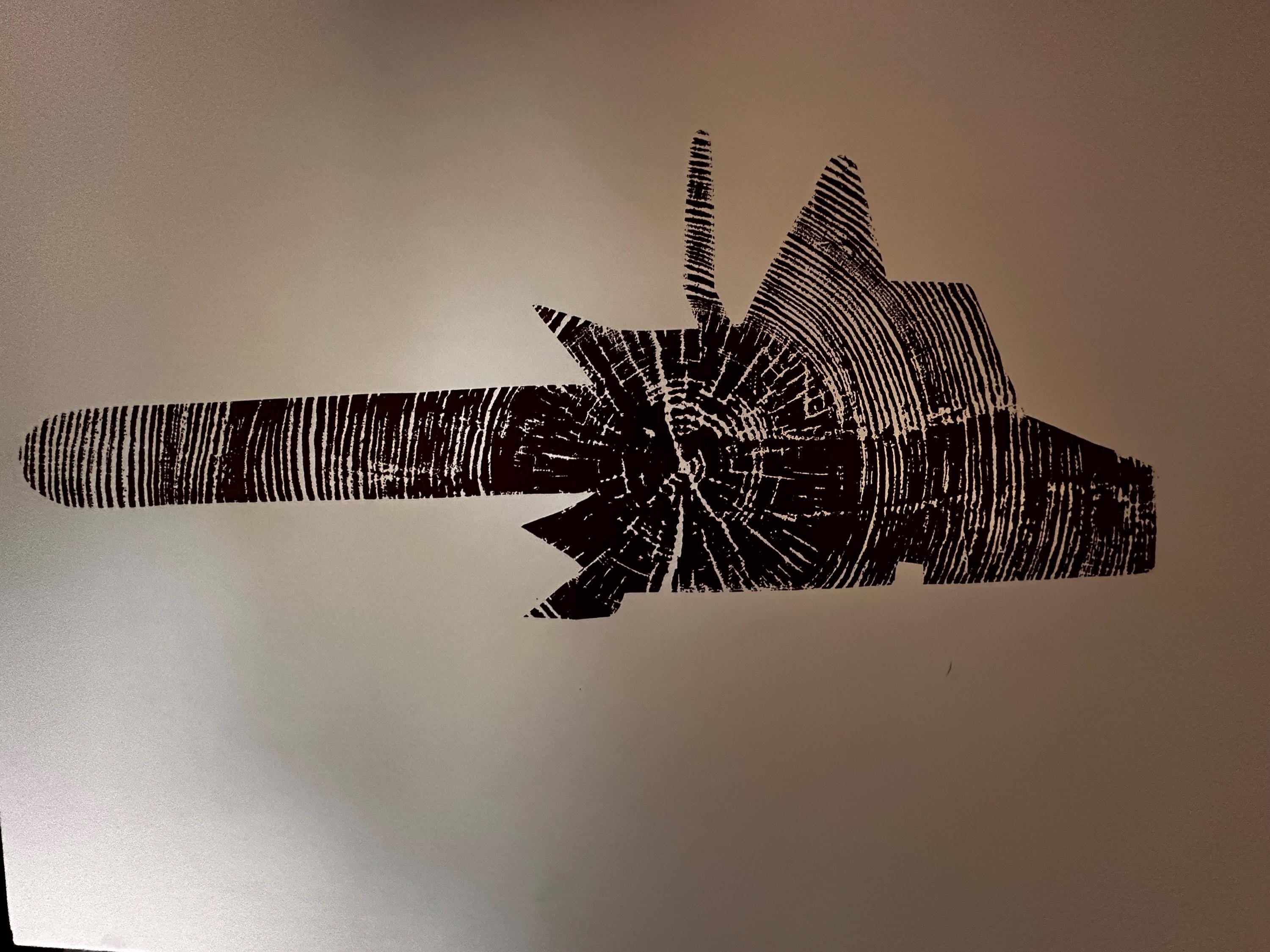 Handmade Ponderosa Pine Chainsaw Outline Tree Print 18x24