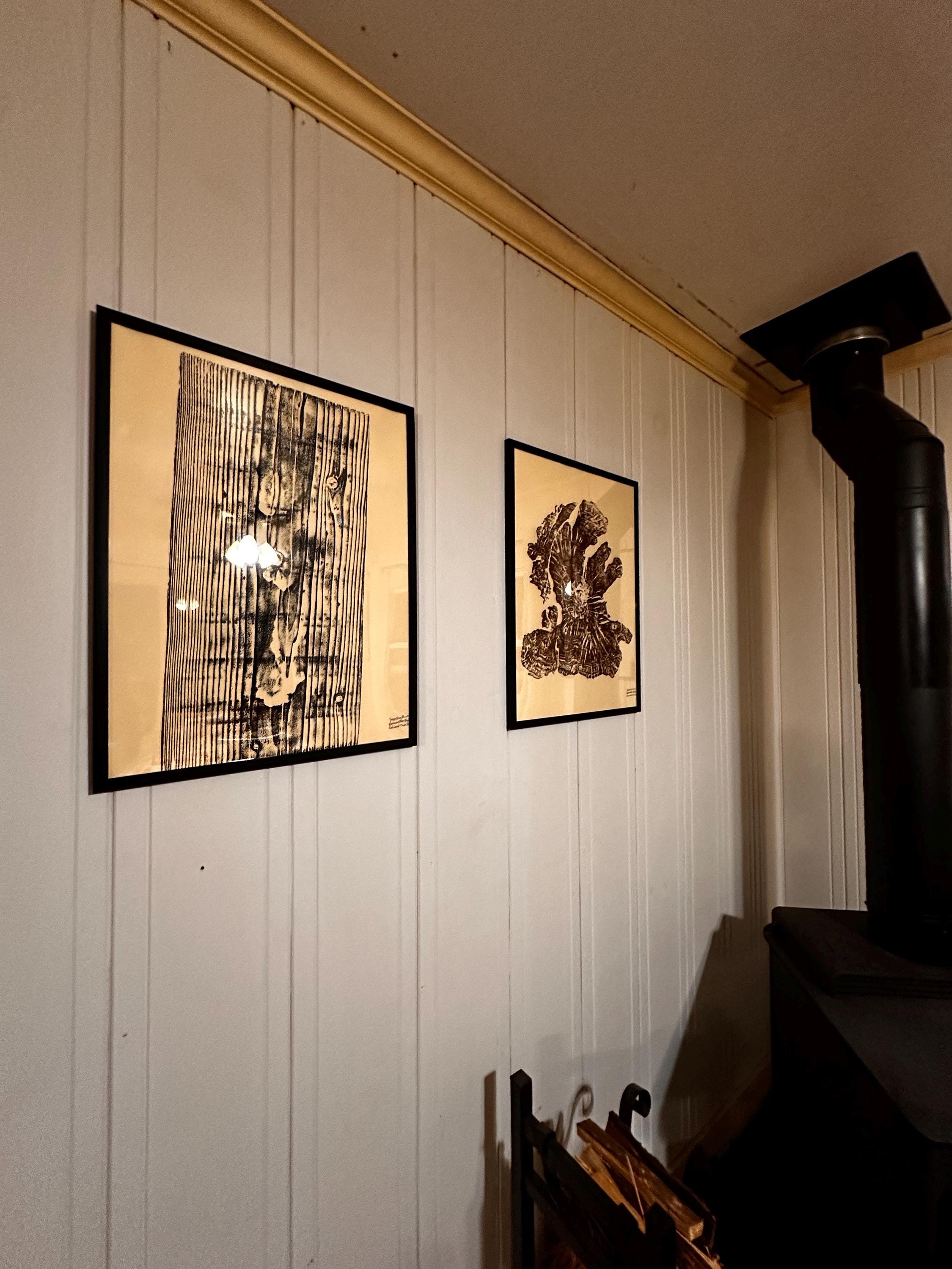 Handmade Redwood Relief Print, 18x24 (with grain)
