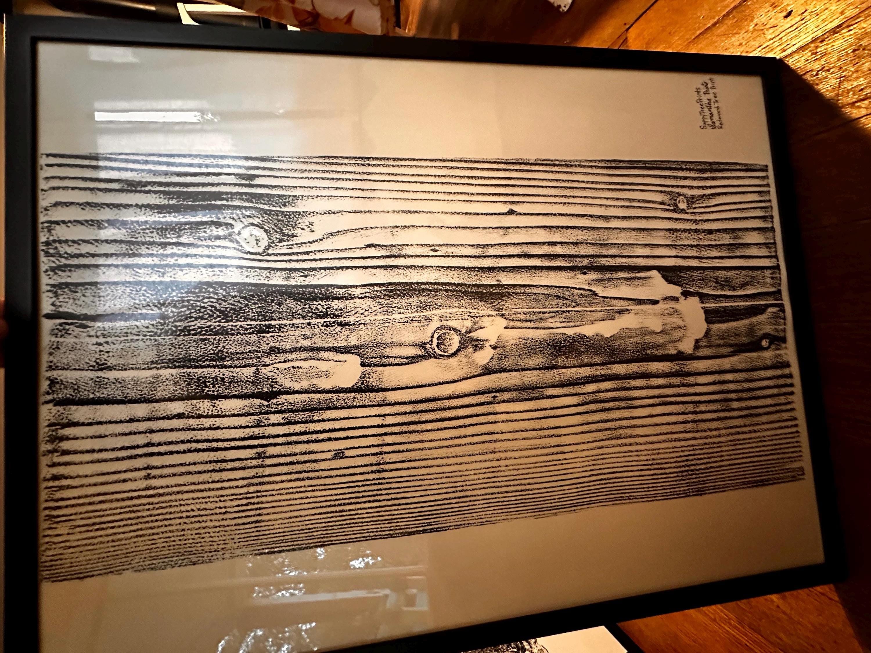 Handmade Redwood Relief Print, 18x24 (with grain)