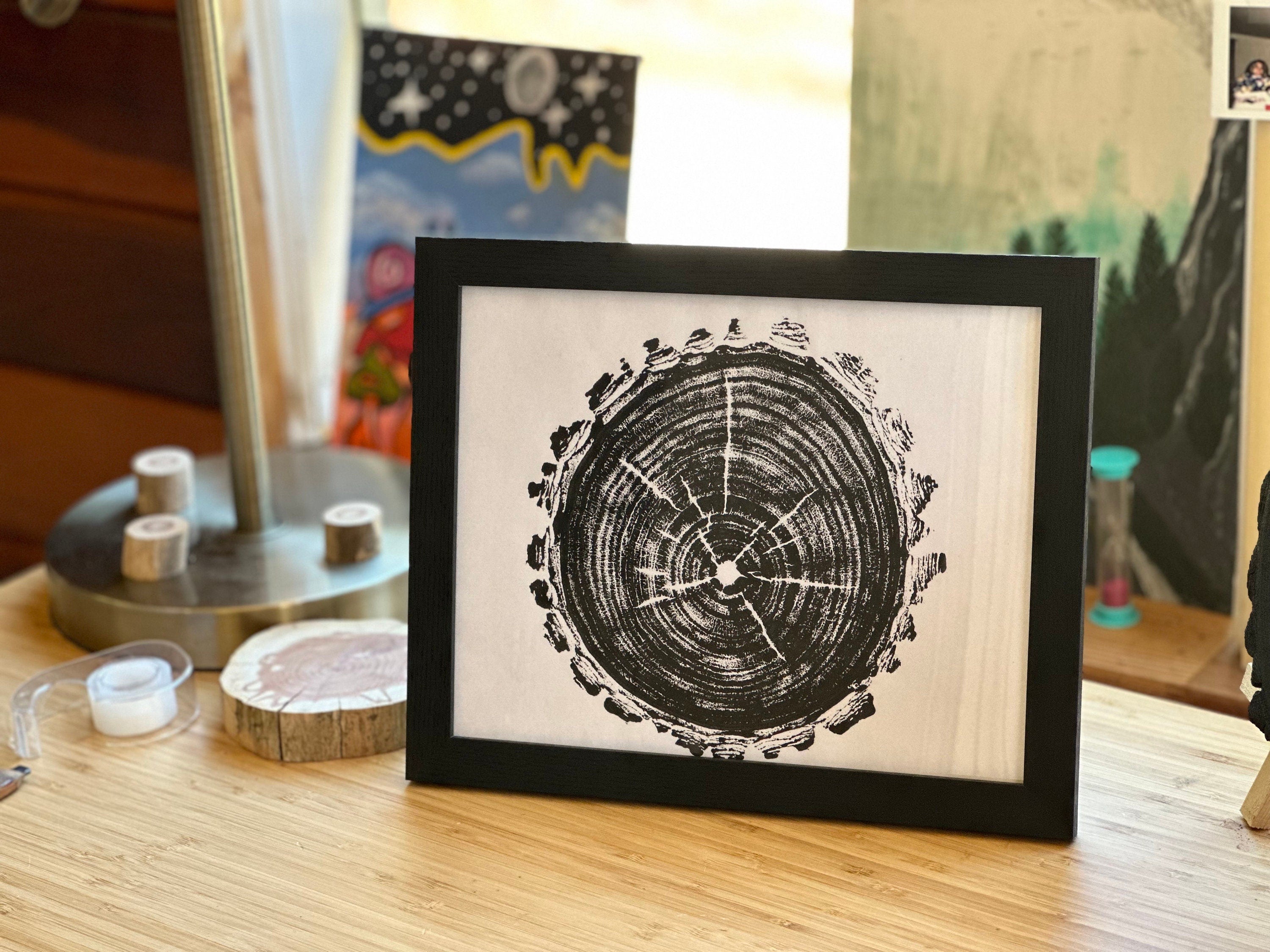 Handmade Black Maple Tree Print 9x12