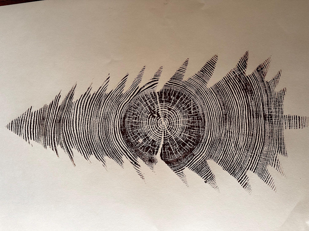 Handmade Ponderosa Pine Christmas Tree Relief Print 18x24