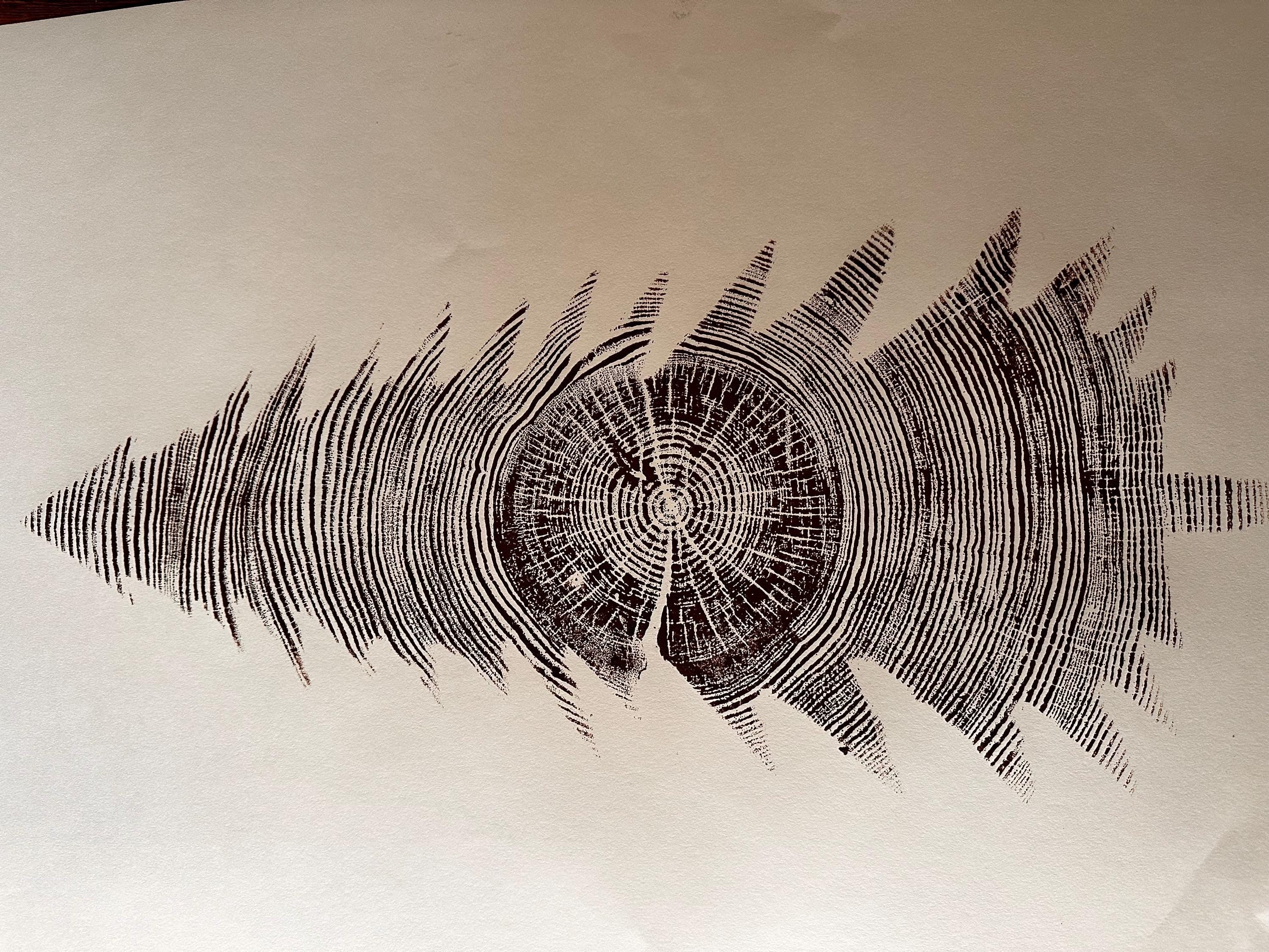 Handmade Ponderosa Pine Christmas Tree Relief Print 18x24