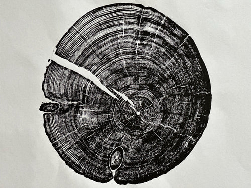 Handmade Blue Pine Tree Print 12x18