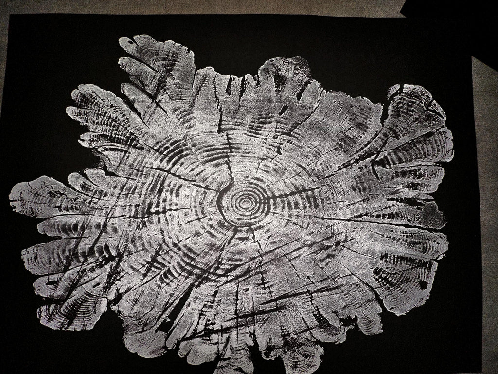 Handmade Hardwood Tree Print 18x24 with saw marks