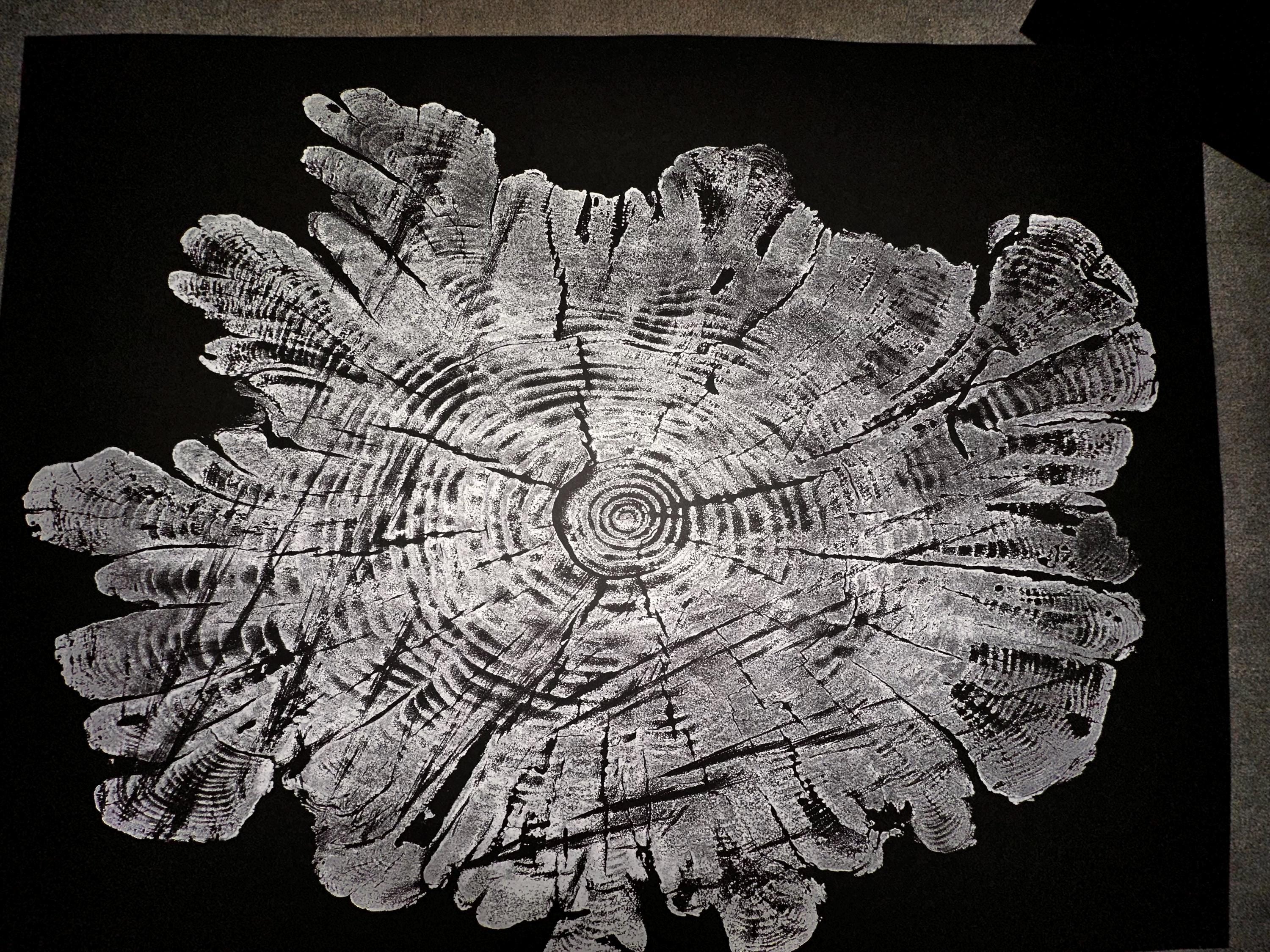 Handmade Hardwood Tree Print 18x24 with saw marks