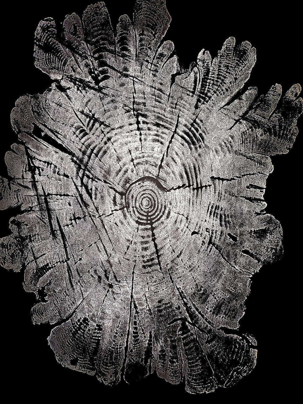 Handmade Hardwood Tree Print 18x24 with saw marks