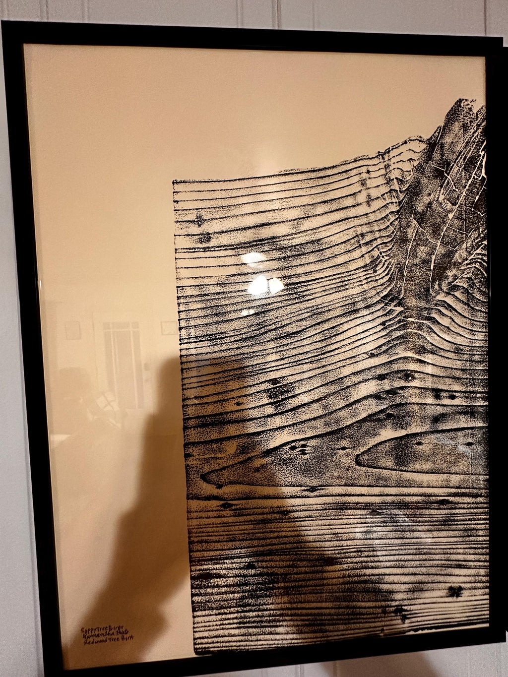 Handmade Redwood Grain Relief Prints, Set of 2 (18x24)