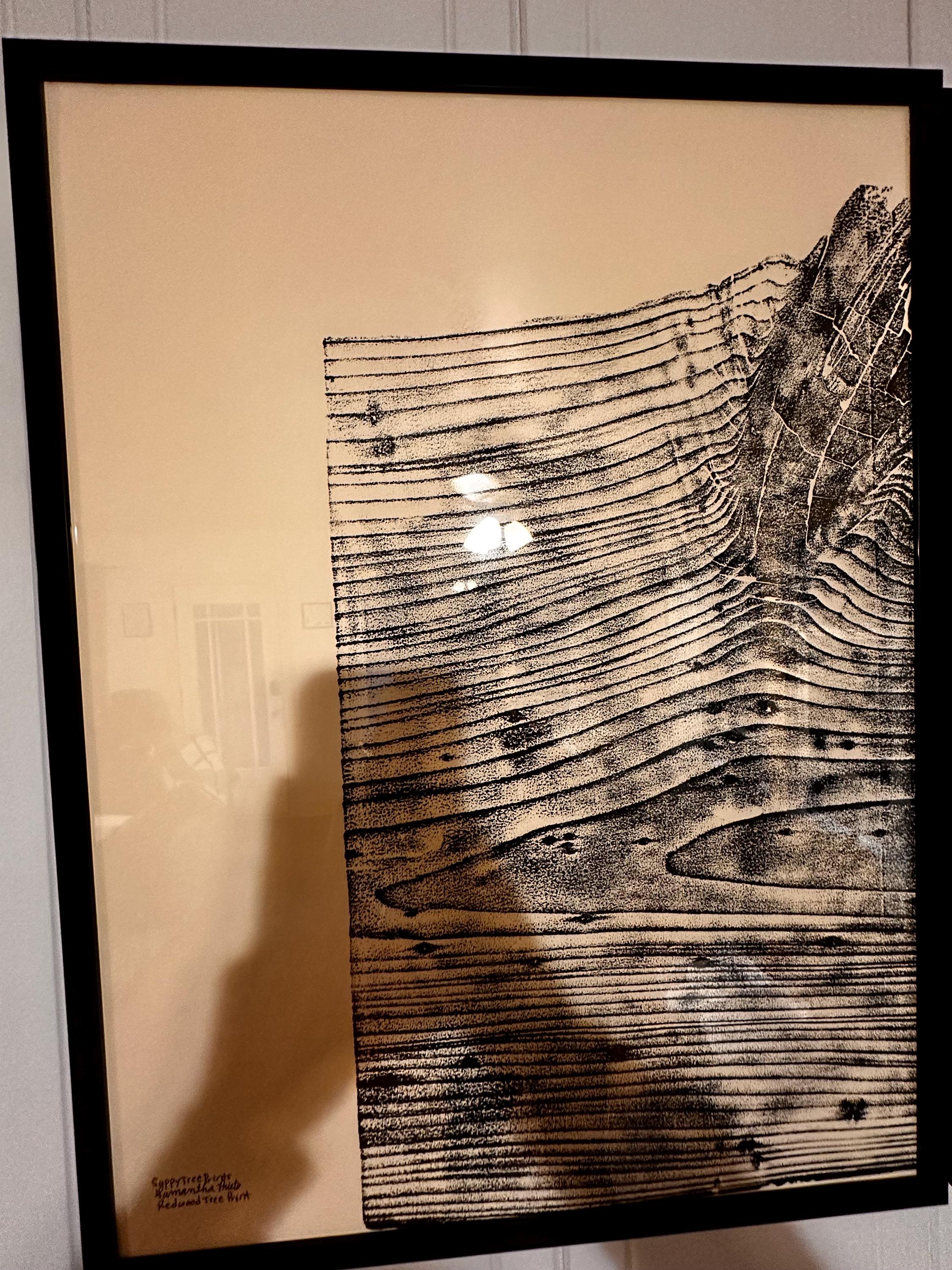 Handmade Redwood Grain Relief Prints, Set of 2 (18x24)