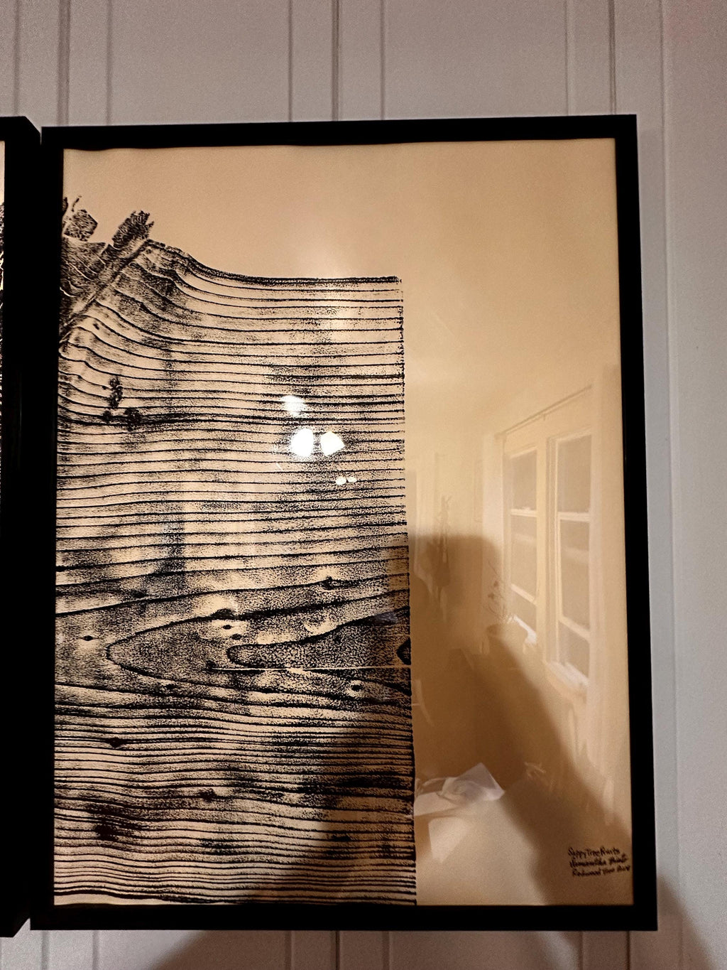 Handmade Redwood Grain Relief Prints, Set of 2 (18x24)