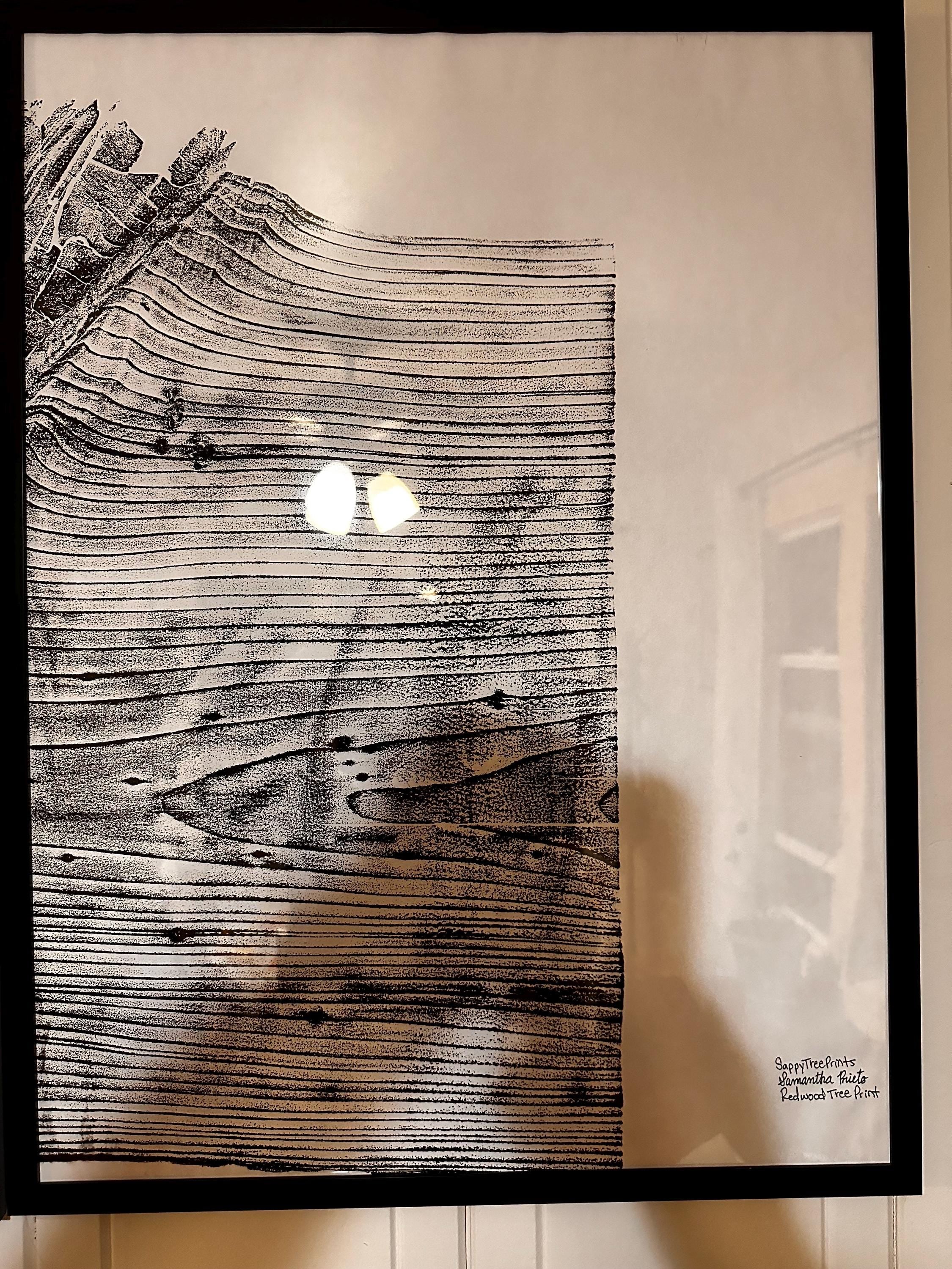 Handmade Redwood Relief Prints, Set of  2-18x24  (with grain)