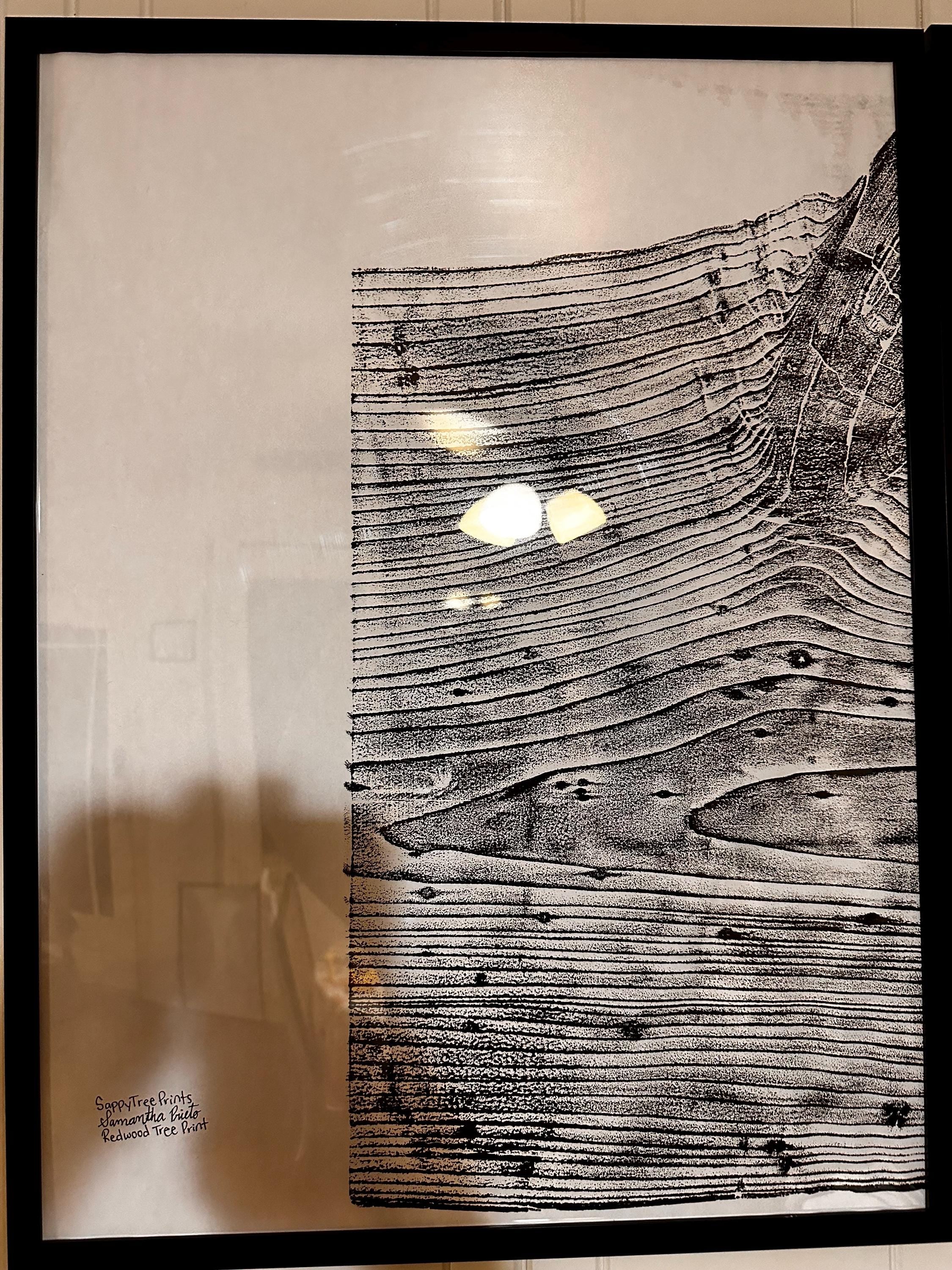 Handmade Redwood Relief Prints, Set of  2-18x24  (with grain)