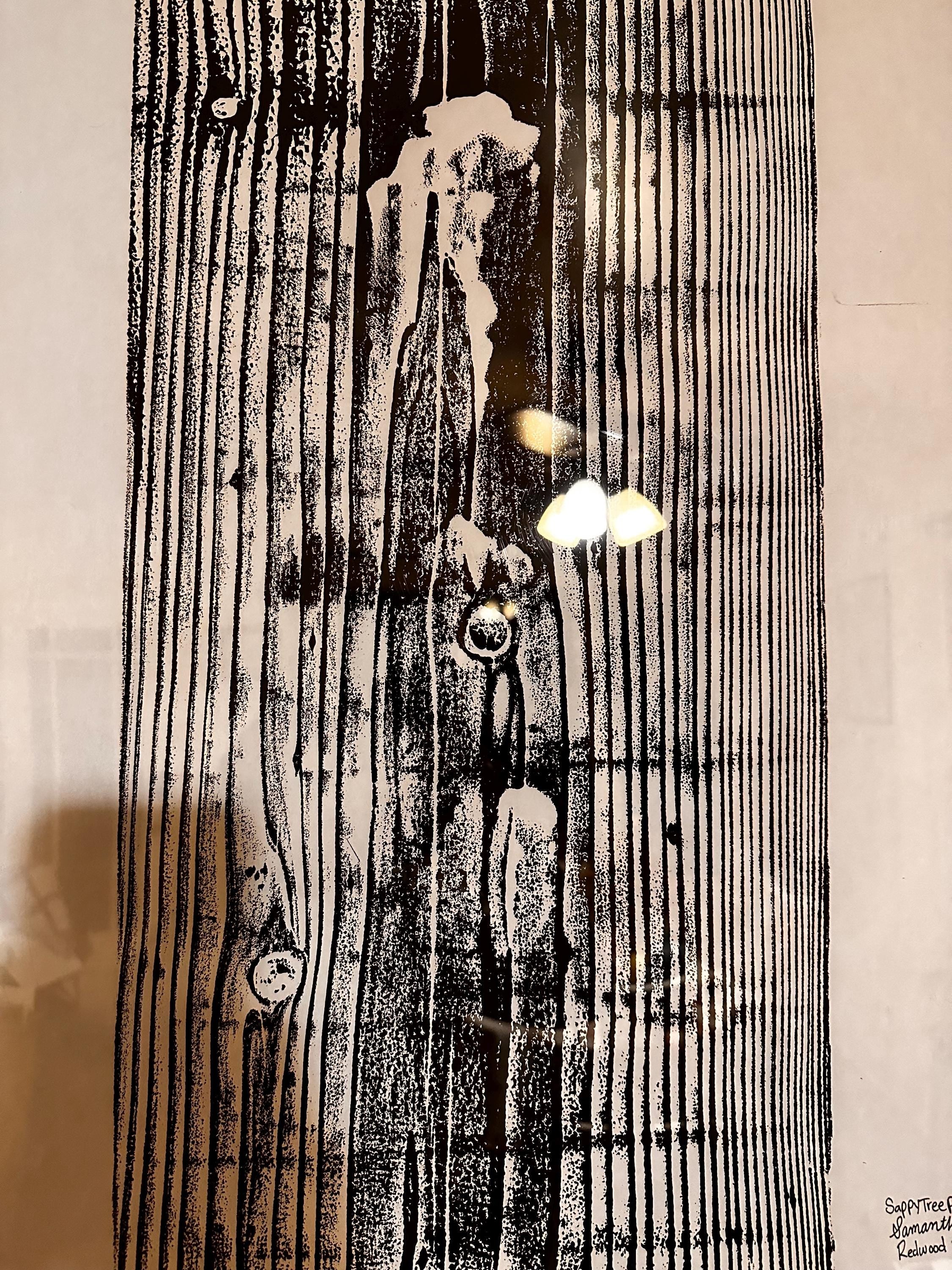 Handmade Redwood Relief Print 18x24 (with grain)