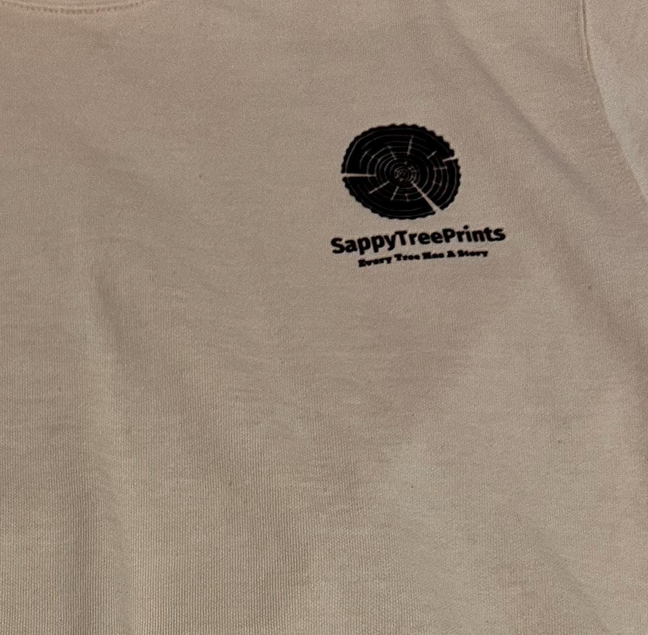Handmade Redwood Sweatshirt, Tree Ring Art, Tan-Medium