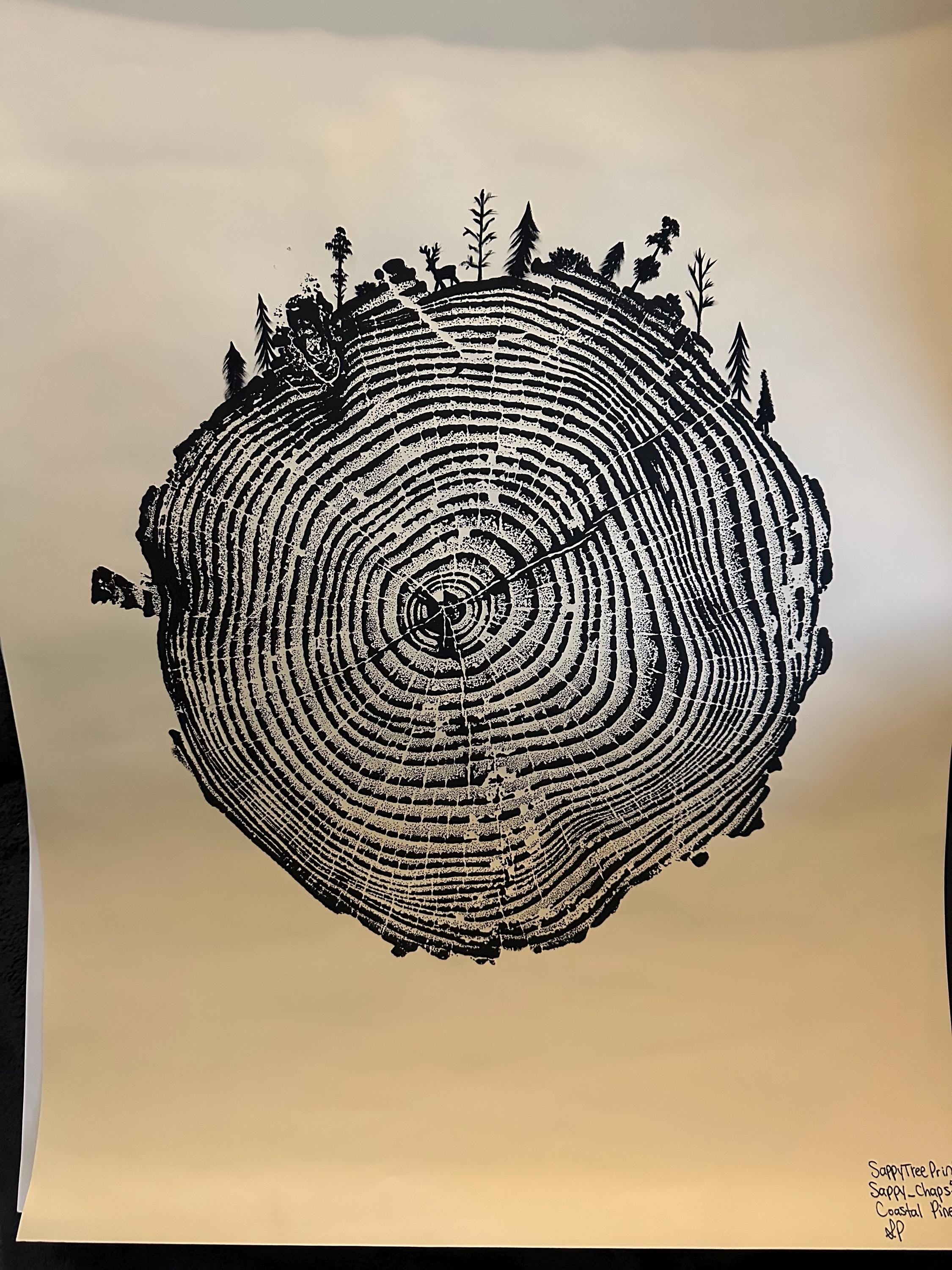 Handmade Coastal Pine Tree Print 18x24 (Forest Themed)