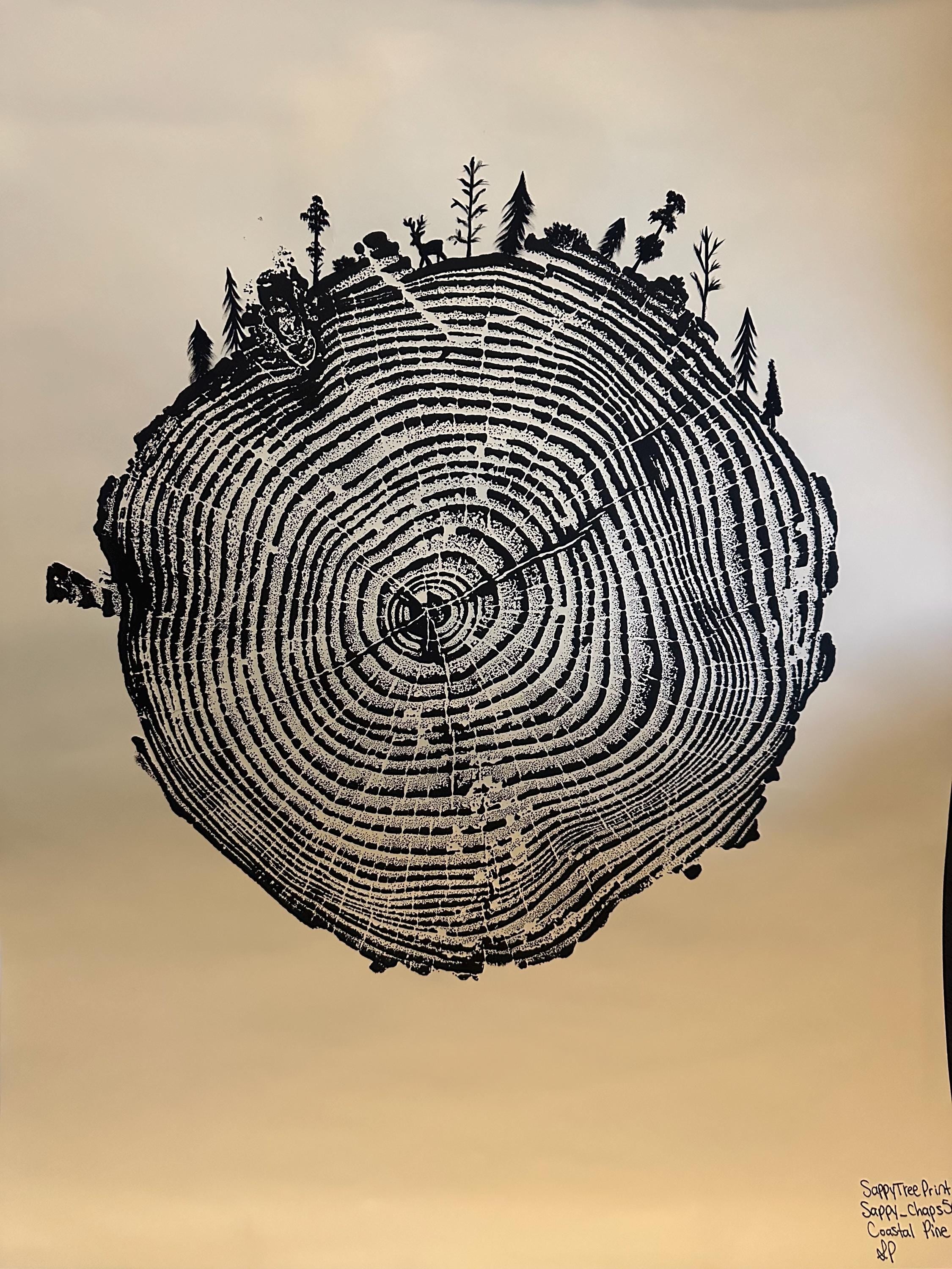 Handmade Coastal Pine Tree Print 18x24 (Forest Themed)
