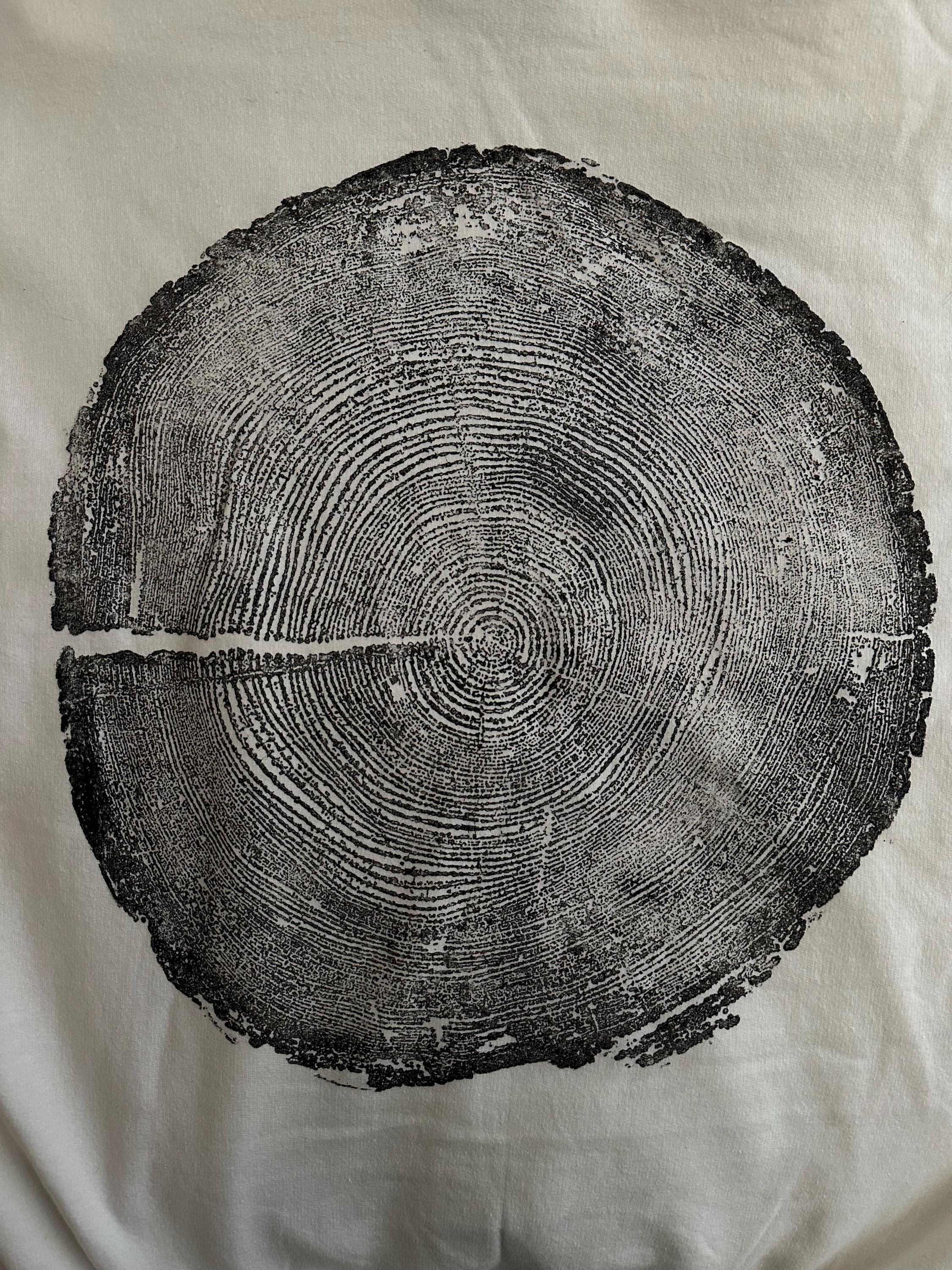 Handmade Redwood Hoodie, Tree Ring Art, White-2XL