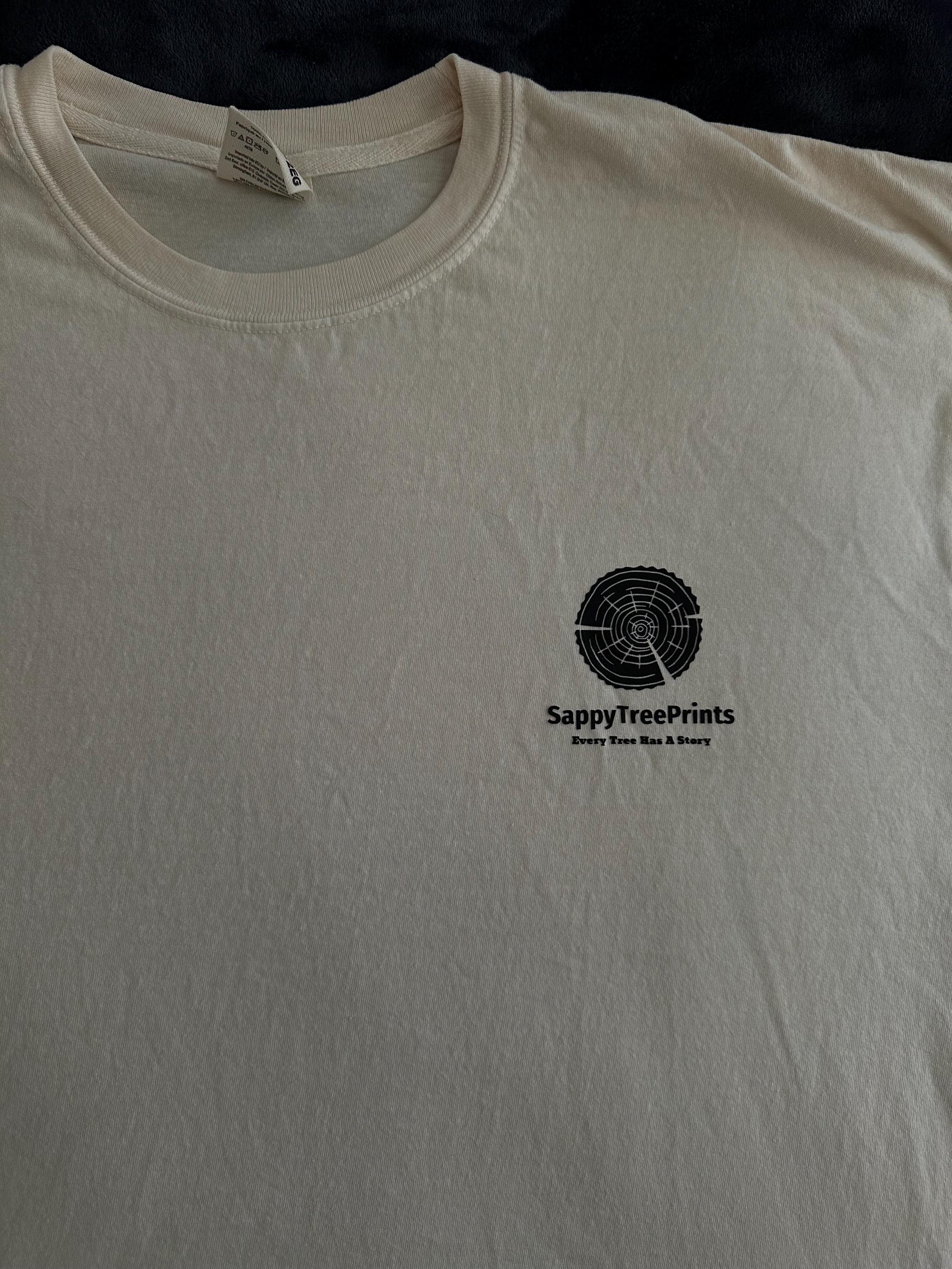 Handmade Redwood Long Sleeve, Tree Ring Art, Tan-2XL